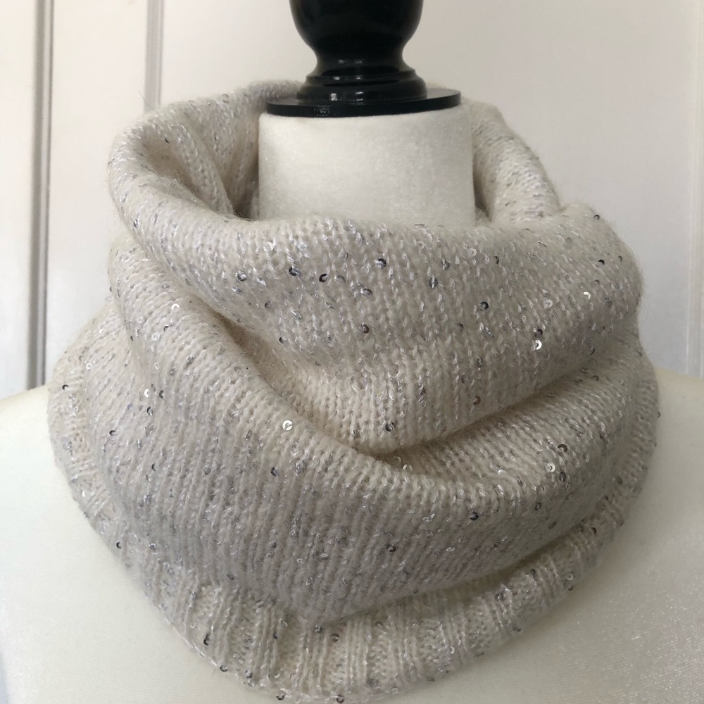 Sparkly Cream Cowl/Wrap Scarf